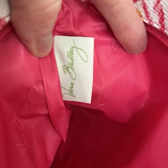 Vera Bradley Clementine Vinyl Zipper Beach Pattern Play Tote Floral Pink Orange - Picture 8 of 10